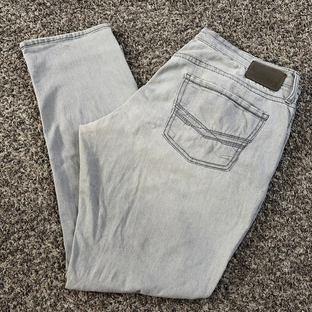 BKE Jake Straight Jeans Gray Denim Jeans Mens Measure 38x32 Tagged 36x32